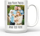 Personalized Coffee Mug 15 Oz, Custom Picture Text or Logo Ceramic Mug, Customized Gift for Men & Women, Taza Personalizada with Photo and Words, Customizable Large Tea Cup | White by TinyTreasures Baby Boutique