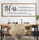 Bless the Food Before Us, the Family Beside Us, and the Love between us Framed Wall Art for Dining Room, 40''×15'' Holy Positive Religious Rustic Bible Verse for Christian God Jesus Christ Prayer by CozyNest Decor