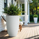 Worth Garden 2-Pack 21" H. White Tall Planters - 14'' Dia Resin Large Round Flower Pots for Outdoor Plants Trees - Imitation Stone Finish Plastic Indoor Front Porch 9 Gallon Decorative Container Patio by CozyNest Decor