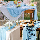 20 Pack Baby Blue Cheesecloth Table Runner 20 x 120 Inch Long Rustic Gauze Cheese Cloth Table Runner for Wedding 10FT Bridal Baby Shower Table Decorations Boho Fabric Sheer Birthday Party Table Decor by CozyNest Decor