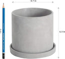 Ekirlin 6 Inch Flower Plant Pot Indoor - Grey Cement Garden Planter Concrete Planter with Drain Hole Saucer, Modern Succulents Containers for Home Decor, Office & Outdoor by GreenHaven Gardens