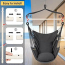 Y- Stop Hammock Chair Hanging Rope Swing Chair, Max 500 Lbs, 2 Seat Cushions Included, Removable Steel Spreader Bar with Anti-Slip Rings, Hardware kit-for Indoor or Outdoor(Dark Grey) by GreenHaven Gardens