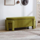 Modern Upholstered Storage Bench, Velvet Fabric 50" Long Entryway Bench with Storage and Seating, Comfy Cute Ottoman Bench for Living Room/End of Bed/Hallway, Olive Green by CozyNest Decor
