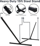 SUNCREAT Hammocks for Outside with 15 ft Stand, Stand Alone Hammock, 475 lbs Capacity, Dark Gray by GreenHaven Gardens