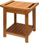 Teak Shower Bench-Solid Teak Wood Shower Chair with Towel Bars & Storage Shelf, Stable Non-Slip Bathroom Stool for Elderly & Recovery, Heavy Duty Shower Seat for Inside Shower & Tub Safety 17 inch by TinyTreasures Baby Boutique