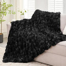 Ultra Soft Luxury Faux Fur Twin Blanket for Counch,Fuzzy Fluffy Plush Warm Cozy Elegant Wrinkled Blanket for Sofa Bedroom Living Room,（60"x80",Tie-dye Black） by CozyNest Decor