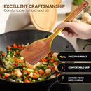 Wooden Spoons for Cooking, 10PCS Teak Wood Cookware Utensil Set with Hooks - Smooth Finish, Non-Stick, Comfortable Grip, Heat Resistant Kitchen Utensils by CozyNest Decor