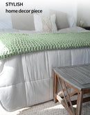 YnM Chunky Throw Blanket, Medium-Weight, Hand Knitted with Chenille Yarn, Skin Friendly, Ventilated and Breathable, Machine Washable, Home Décor Piece for Couch, Sofa and Bed (Sage Green, 50x60 Inch)