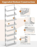 Over the Door Pantry Organizer 8-Tier, Large Metal Door Spice Rack with Adjustable Basket, 2 in 1 Wall Mount or Hanging Heavy-Duty Pantry Door Storage Shelf for Kitchen and Bathroom, White by CozyNest Decor