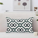 Alysheer Embroidered Lumbar Decorative Throw Pillow Cover 12"x 20", Classic Boho Geometric Embroidery Pattern Cotton Rectangular Cushion Case for Sofa Couch Living Room Bedroom (Navy Aqua) by CozyNest Decor