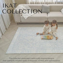 Baby Care Soft Rug (Prestige, Ikat - Inca Blue) 98'' x 59'' Original One-Piece Reversible Rollable Waterproof Play Mat for Infants, Babies, Toddler, and Kids by TinyTreasures Baby Boutique