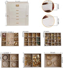 BOOVO Jewelry Box For women, 6 Layer Large Jewelry Organizer With Mirror, Multi-Function Storage Box With Lock, Necklace Holder With 5 Drawers, For Earrings Necklace Bracelet (Pearl White and Gold) by TinyTreasures Baby Boutique