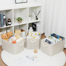 Bidtakay Baskets Collapsible Large Toy Storage Baskets for Organizing Set of 3 Closet Organizer Linen Cream Storage Bins 15 X 11 X 9.5 Inch Shelf Organizer Bins for Nursery Storage (Light Beige) by TinyTreasures Baby Boutique