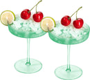 Ribbed Coupe Cocktail Glasses 8 oz | Set of 2 (Green)