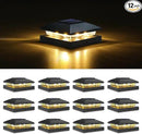 VOLISUN 4x4 Solar Post Cap Light 12pack,Solar Fence - Cap Lights Outdoor Waterproof for Wooden/Vinyl Post,Black Deck Post Cap Light Solar Powered with Warm White for Garden/Patio/Porch by CozyNest Decor