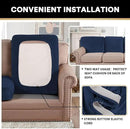 PrinceDeco Velvet Couch Cushion Covers 3 Pieces Velvet Separate Couch Cover Stretch Sofa Slipcover Washable Furniture Protector for Sectional Sofa(Each Width Up to 40", Navy) by CozyNest Decor