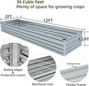 12x2x1.5FT Galvanized Raised Garden Beds Kit Large Outdoor Metal Gardening Planter Box for Vegetable Elevated Flower Herbs, Silver