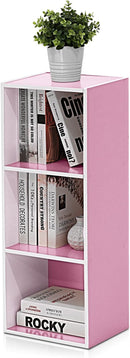 Furinno 3-Tier Open Shelf Bookcase, White/Pink 11003WH/PI by TinyTreasures Baby Boutique