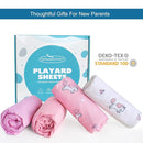 Graco Pack 'n Play Sheets Fitted (4 Pack), Ultra Soft, Mini Crib Sheets, Breathable, Pink by TinyTreasures Baby Boutique