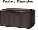 Devoko 100 Gallon Deck Box, Waterproof Resin Outdoor Storage Box with Cushion for Outside and Patio, Large Outdoor Storage Bench Cabinet Lockable for Patio Furniture and Garden Tools (Deep Brown) by GreenHaven Gardens