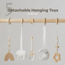 Comfy Cubs Wooden Baby Play Gym - Natural Finish Pinewood Baby Activity Gym with 5 Sensory Hanging Toys - Easy No-Tool Assembly, Safe and Durable for Infant Motor and Visual Development - Natural Wood by TinyTreasures Baby Boutique
