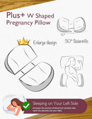Momcozy Plus W Shaped Pregnancy Pillow for Sleeping, Adjustable Maternity Pillow for Side Sleepers, Portable Wedge Belly Support, Compact Design for Back Belly and HIPS, Grey and White by TinyTreasures Baby Boutique