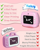 Kids Instant Print Camera Selfie Function - Front Rear Dual Kid Camera with 1080P Video for Girls Ages 3-12, Toddler Portable Travel Print Digital Camera for 3 4 5 6 7 8 9 10 11 12 Year Old Pink by TinyTreasures Baby Boutique