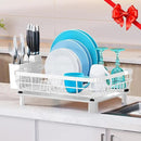 MOUKABAL Dish Drying Rack, Dish Rack, Large Dish Racks for Kitchen Counter, Drying Rack Kitchen with Removable Utensil Holder, Drainboard 16.9" x 12.9" x 5.9"(White) by CozyNest Decor