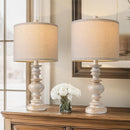 BOBOMOMO 20" Retro Table Lamps Set of 2 - Farmhouse Lamp for Living Room with Linen Shades, Rustic Bedside Nightstand Lamps, Resin Lamps for Bedroom Nursery Room Hallway - Ideal for Compact Spaces by CozyNest Decor