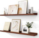 Solid Ash Wood Picture Ledge Shelf, 36 Inch Floating Shelves with Lip Set of 2, Photo Ledge Shelf Nursery Bookshelf Wall Mounted for Living Room Bedroom Decor, Walnut by TinyTreasures Baby Boutique