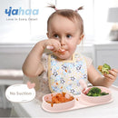 Silicone Foldable Novelty Dinner Plates,Baby Plates Travel Essential with Forks and Spoons,Microwave & Dishwasher Safe,Blush by TinyTreasures Baby Boutique