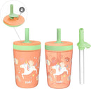 Zak Designs Unicorn Kelso Tumbler Set, Leak-Proof Screw-On Lid with Straw, Bundle for Kids Includes Plastic and Stainless Steel Cups with Bonus Sipper, 3pc Set, Non-BPA, 15 fl.oz. by TinyTreasures Baby Boutique