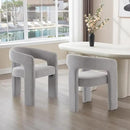 Grey Chenille Dining Chairs Set of 2, Modern Barrel Dining Room Chairs Upholstered Faux Fur Accent Chair with Arms and Round Back for Living Room Kitchen Armchair No Assembly Needed by CozyNest Decor