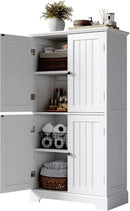 ChooChoo Bathroom Floor Cabinet, Modern Bathroom Storage Cabinet with 4 Doors and Adjustable Shelves, Freestanding Cupboard for Living Room, White by CozyNest Decor