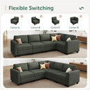 HONBAY Corduroy Modular Sectional Sofa with 5 Seaters, Sectional Corner Sofa with Chaise, L Shape Couches for Living Room, Green by CozyNest Decor