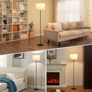 Ambimall Modern Standing Floor Lamp for Living Room & Bedroom with 3 Color Temperatures Bulb & Pull Chain Switch, 60" Tall with Beige Shade & Black Pole by CozyNest Decor