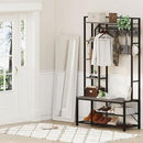 BON AUGURE Hall Tree with Bench and Shoe Storage, Entryway Bench with Coat Rack, Wooden Metal Coat Tree with Hooks, 5 in 1 Multifunctional Shoe Benches and Wall Rack (Dark Gray Oak) by CozyNest Decor