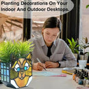 Stained Glass Yellow Cat Planter, Indoor Plant Tabletop Plant Display, Yellow Cat Small Plant Pot, Cat Terrarium Decor, Cat Decor Gift 4.6x3x5.15 in(Excluding Plants) by GreenHaven Gardens