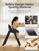 Momcozy DinerPal Wooden High Chair for Babies, Toddlers & Adults Up to 308 Lbs, Convertible Baby Highchair with Food-Grade Tray, Dishwasher-Safe, Adjustable & Ergonomic, Midnight Black by TinyTreasures Baby Boutique