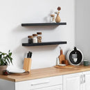 Fun Memories Handcrafted European Pine Floating Shelves - Natural Rustic Wooden Wall Shelf Set of 2-24 Inch Storage Shelf Display Shelf for Kitchen Bathroom Living Room Bedroom Farmhouse - Black by CozyNest Decor