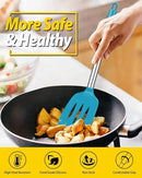 Pack of 2 Silicone Solid Turner, Non Stick Slotted Kitchen Spatulas, High Heat Resistant BPA Free Cooking Utensils, Ideal Cookware for Fish, Eggs, Pancakes(Blue) by CozyNest Decor