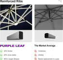 PURPLE LEAF 9' X 12' Solar Powered LED Patio Large Umbrella Offset Double Top Hanging Umbrella Outdoor Market Umbrella for Garden, Spectrum Indigo by GreenHaven Gardens