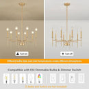 8 Light Gold Chandelier Light Fixture, Modern Farmhouse Chandeliers for Dining Room Light Fixture, Metal Candle Pendant Chandelier for Foyer Entryway Stairs Living Room Bedroom Kitchen by CozyNest Decor