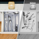 Bamboo Silverware Holder - Drawer Organizer with 5 Slots (Gray) by CozyNest Decor