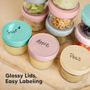 KeaBabies 12pk 4oz Glass Baby Food Containers with Lids - Leak-Proof, Microwavable Small Glass Jars, Baby Purees & Toddler Snack Storage Containers, BPA-Free, Dishwasher & Freezer Safe (Pastels) by TinyTreasures Baby Boutique