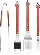 New Star Foodservice 59007 Stainless Steel BBQ Tool Set with Solid Hard Wood Handles, Set of 4 by GreenHaven Gardens