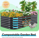 Quictent Galvanized Raised Garden Bed Kit, 8x4x2 ft Oval Metal Planter Box Tall for Vegetables Outdoor Backyard, Rubber Strip Edging Included (Dark Gray) by GreenHaven Gardens
