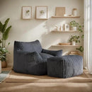 Giant Bean Bag Chairs for Adults, Oversized Chaise Lounge Chair Indoor with Memory Foam - Plush Boneless Lounger & Ottoman for Bedroom, Living Room, Gaming & Reading, Lazy Floor Sofa Chair, Gray by CozyNest Decor