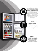 3.5 Cu.Ft Refrigerator 2 Door 7 Level Adjustable Thermostat Control Top-Freezer Refrigerator Lock Fresh Energy Saving Black (KB03-FLS-80-BLACK) by CozyNest Decor