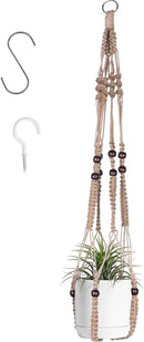 Macrame Plant Hanger Indoor Hanging with Wood Beads Macrame Planters No Tassel for Indoor Outdoor Boho Home Decor 35 Inch (Brown, 1pc) by GreenHaven Gardens